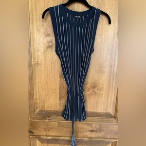 Nic & Zoe Navy Sleeveless Sleeveless Tunic with White Stripes